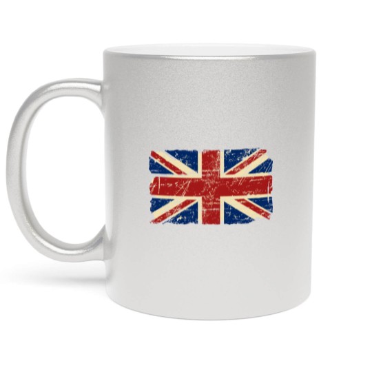 Discover Union Jack Flag - Vintage Look Metallic Mugs