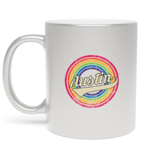 Discover Austin- Retro Rainbow Faded-Style - Austin - Metallic Mugs