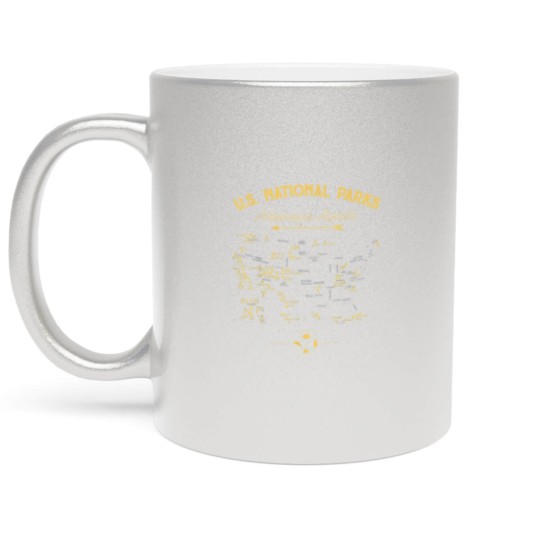 Discover National Parks Map Camping Women Men Hiking 7186 Metallic Mugs