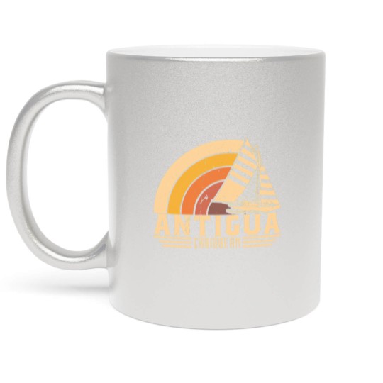 Discover Antigua Retro Sailing Vacation Design - Antigua - Metallic Mugs