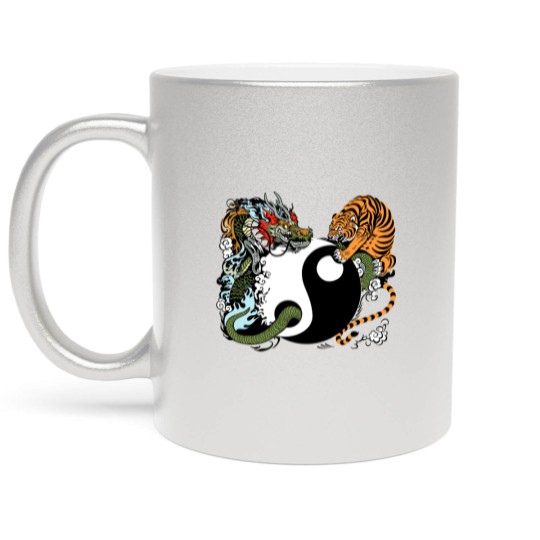 Discover dragon and tiger yin yang symbol Metallic Mugs