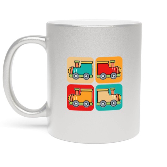 Discover Train Metallic Mugs Little Retro Trains I Kids I Railway I Toddler Train Metallic Mugs Metallic Mugs