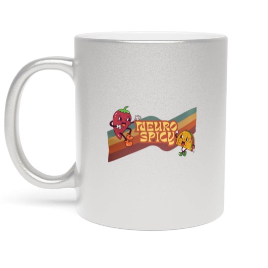 Discover Neuro Spicy Metallic Mugs | Handmade Funny ADHD Metallic Mugs | Retro-Style Unisex Metallic Mugs