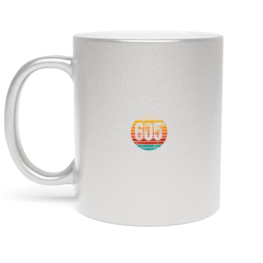 Discover Distressed Vintage Sunset 605 Area Code Metallic Mugs