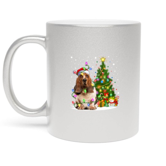 Discover Dog Basset Hound Lighting Xmas Tree Santa Basset Hound Dog Christmas Metallic Mugs
