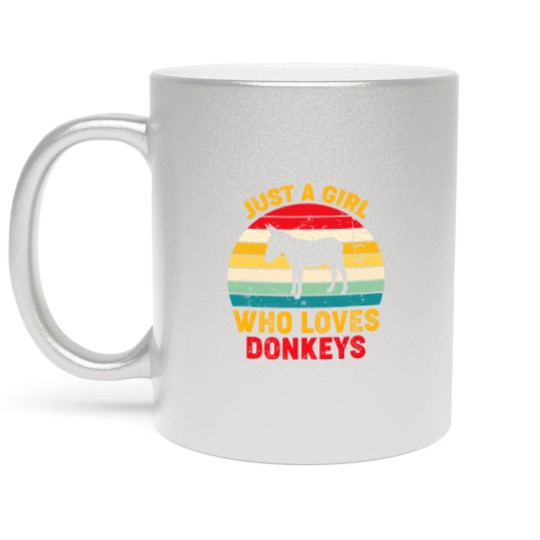 Discover Just A Girl Who Loves Donkeys Retro Sunset Donkey Lovers Metallic Mugs