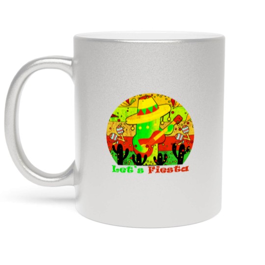 Discover Lets Fiesta Cinco De Mayo Mexican Guitar Cactus Metallic Mugs