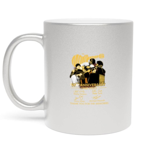 Discover The Monkees 57th Anniversary 1966-2023 Signatures Metallic Mugs, The Monkees Metallic Mugs Fan Gifts