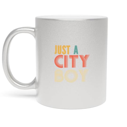 Discover retro just a city boy journey t Metallic Mugs