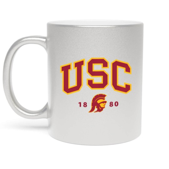 Discover usc curved block logo with cardinal gold trojan 1880 sweat Metallic Mugs