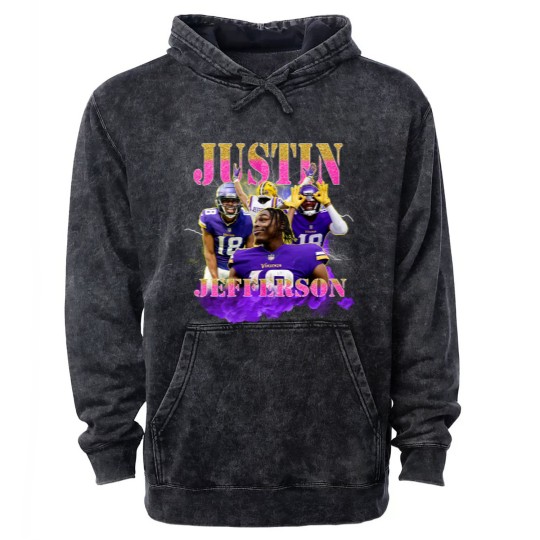 Discover Justin Jefferson Unisex Mineral Wash Hoodies, Football Mineral Wash Hoodies
