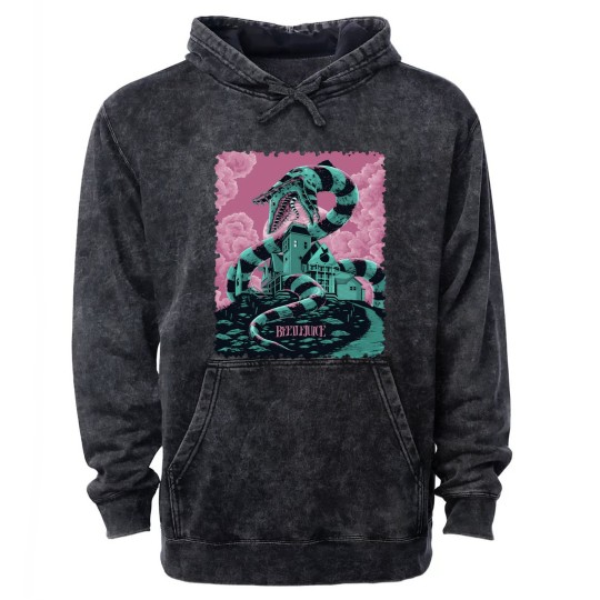 Discover Beetlejuice Sandworm Poster Mineral Wash Hoodies, 80s Movie Poster Mineral Wash Hoodies
