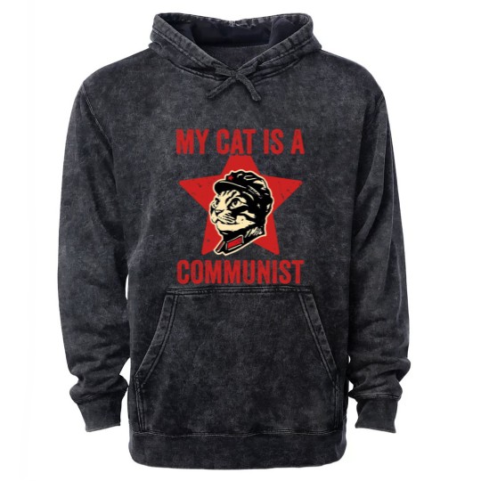 Discover My Cat Is A Communist Vintage Funny Cat Lover Sayi Mineral Wash Hoodies