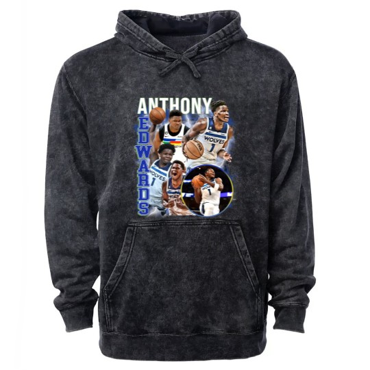 Discover Anthony Edwards Graphic Mineral Wash Hoodies, Basketball Mineral Wash Hoodies