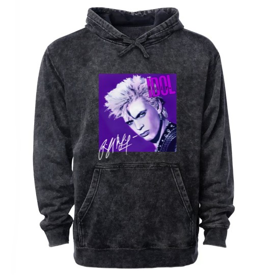Discover Billy Idol Mineral Wash Hoodies Billy Idol Whiplash Smile Song Cotton Mineral Wash Hoodies Men Women