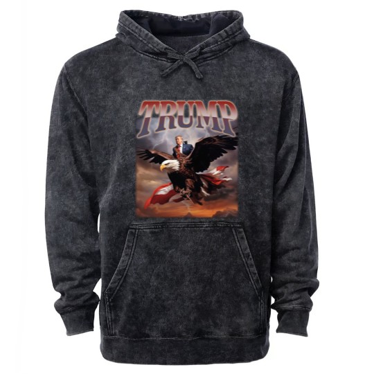 Discover Donald Trump Eagle Mineral Wash Hoodies Top Funny Election Campaign 2024
