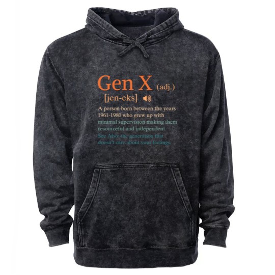 Discover funny gen x definition sarcasm humor 1960 1980 birthday Mineral Wash Hoodies