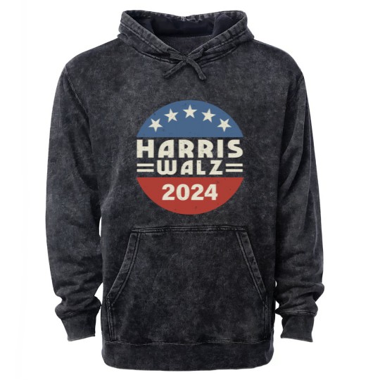 Discover Harris Walz Mineral Wash Hoodies, Kamala Harris Tim Walz President VP 2024 Mineral Wash Hoodies, Tim Walz