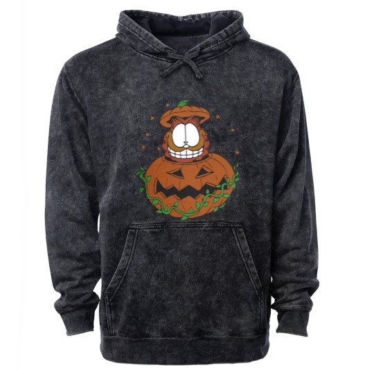 Discover Halloween Garfield Pumpkin Mineral Wash Hoodies, Halloween Pumpkin Garfield Cat Mineral Wash Hoodies
