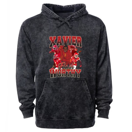 Discover Xavier Worthy Flash Vintage Style Y2K Football Mineral Wash Hoodies Mineral Wash Hoodies