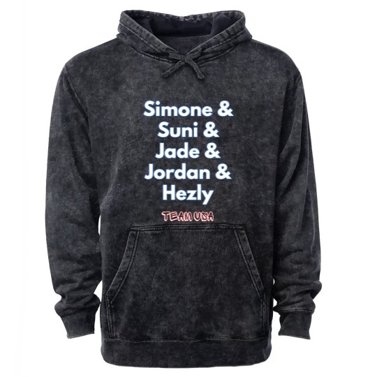 Discover USA Women's Gymnastics Simone Biles, Suni Lee, Jade Carey, Jordan Chiles Mineral Wash Hoodies