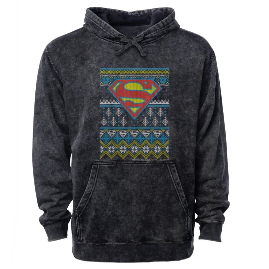 Discover DC Comics Christmas Superman Ugly Sweater Style Mineral Wash Hoodies