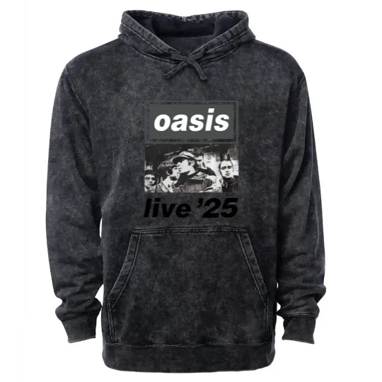 Discover Oasis Live 2025 World Tour  Unisex Mineral Wash Hoodies Oasis Band Mineral Wash Hoodies