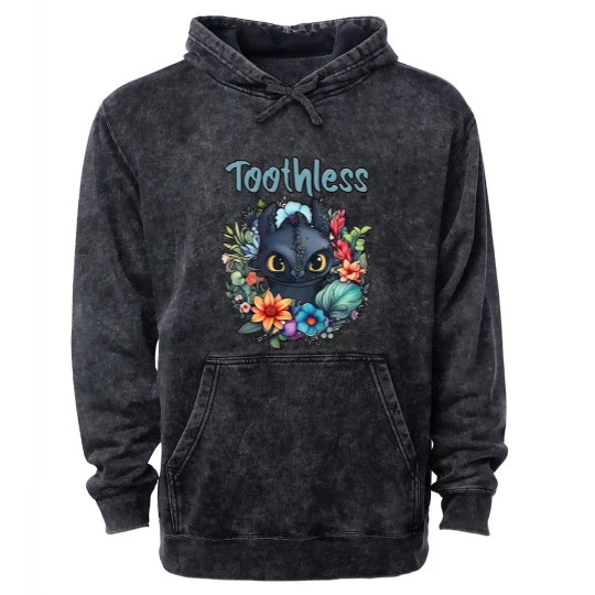 Discover Disneyyy How To Train Your Dragon Toothless Floral Mineral Wash Hoodies, Disneyyy Mineral Wash Hoodies