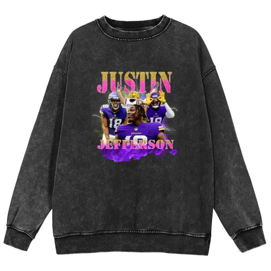 Discover Justin Jefferson Unisex Mineral Wash Sweatshirts, Football Mineral Wash Sweatshirts