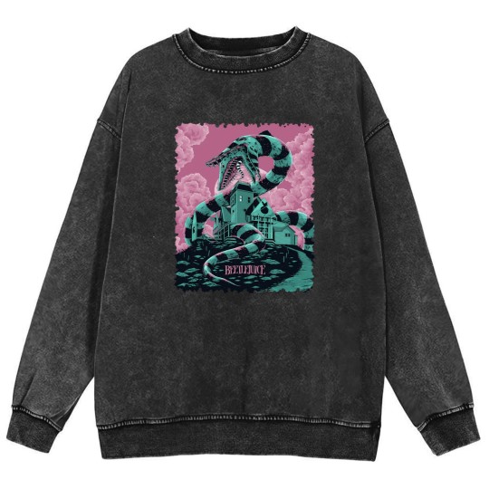 Discover Beetlejuice Sandworm Poster Mineral Wash Sweatshirts, 80s Movie Poster Mineral Wash Sweatshirts