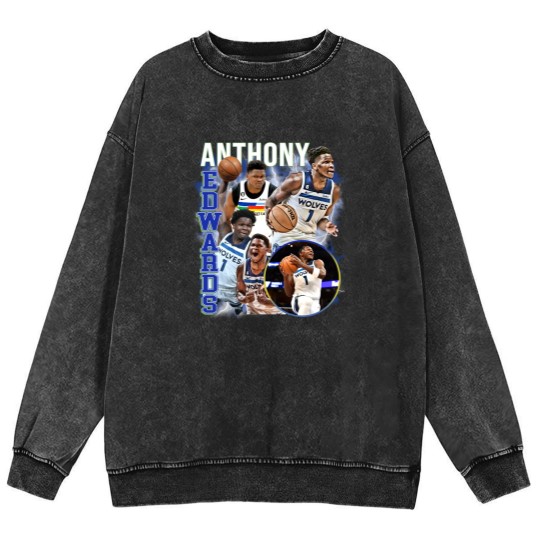 Discover Anthony Edwards Graphic Mineral Wash Sweatshirts, Basketball Mineral Wash Sweatshirts