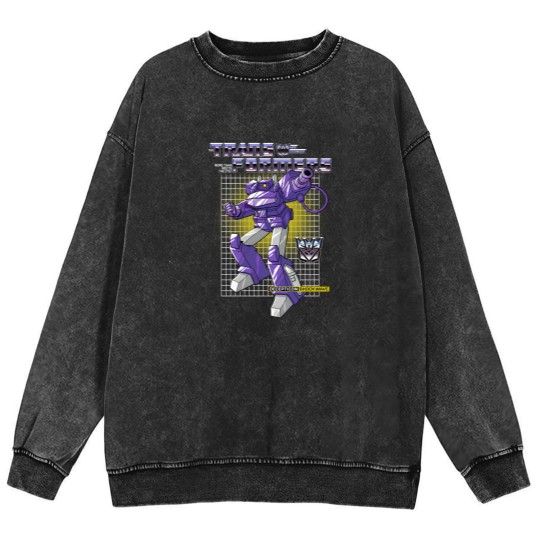 Discover Transformers Shockwave Purple Mineral Wash Sweatshirts, Transformers Rise of the Beasts Mineral Wash Sweatshirts
