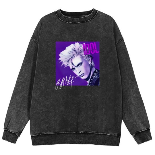Discover Billy Idol Mineral Wash Sweatshirts Billy Idol Whiplash Smile Song Cotton Mineral Wash Sweatshirts Men Women