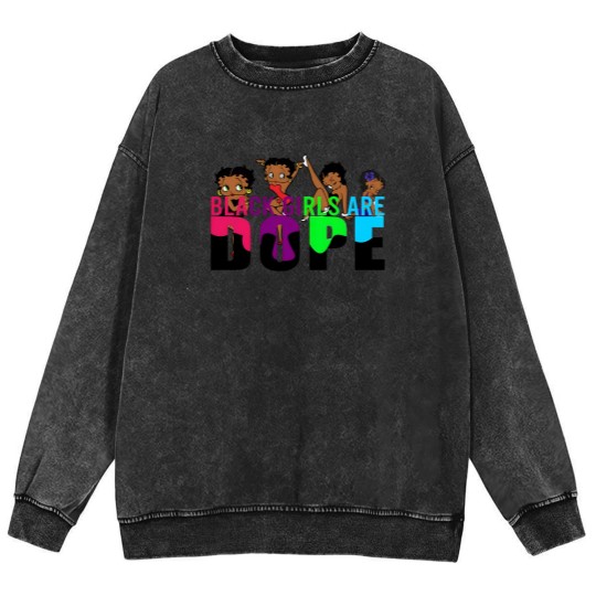 Discover Betty Boop Black Girls Are Dope Vintage Mineral Wash Sweatshirts, Animation Mineral Wash Sweatshirts, Betty Boop Mineral Wash Sweatshirts