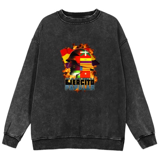 Discover Brigadas Internacionales No Pasaran Spanish Civil warr Red Star Raised Fist Revolution 3836 Mineral Wash Sweatshirts