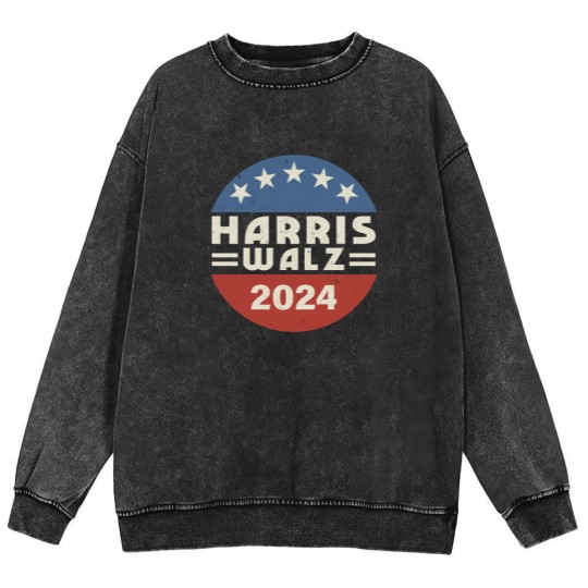 Discover Harris Walz Mineral Wash Sweatshirts, Kamala Harris Tim Walz President VP 2024 Mineral Wash Sweatshirts, Tim Walz