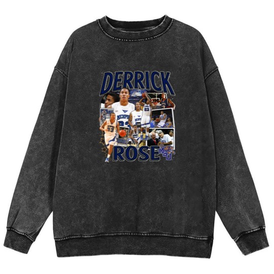 Discover Derrick Rose Mineral Wash Sweatshirts - Derrick Rose - Retro American Basketball Mineral Wash Sweatshirts