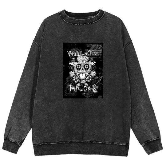 Discover Will Wood and The Tapeworms Artwork Design Mineral Wash Sweatshirts