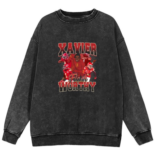 Discover Xavier Worthy Flash Vintage Style Y2K Football Mineral Wash Sweatshirts Mineral Wash Sweatshirts