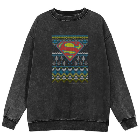 Discover DC Comics Christmas Superman Ugly Sweater Style Mineral Wash Sweatshirts