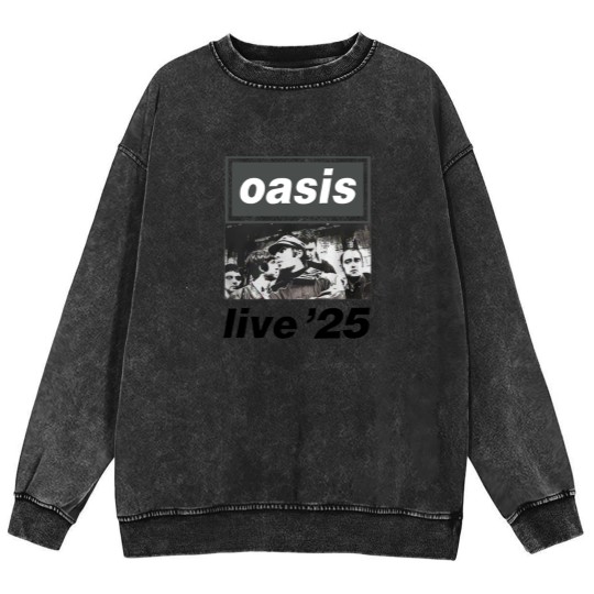 Discover Oasis Live 2025 World Tour  Unisex Mineral Wash Sweatshirts Oasis Band Mineral Wash Sweatshirts