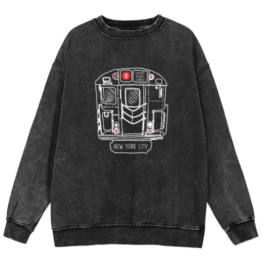 Discover New York City Subway Queens 2 Express Train Mineral Wash Sweatshirts