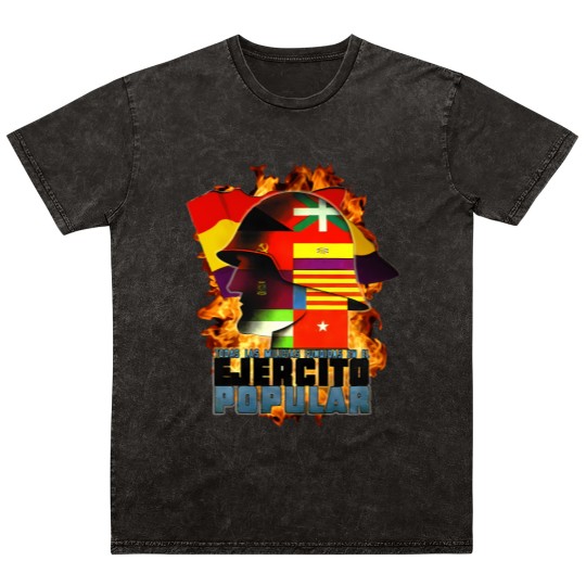 Discover Brigadas Internacionales No Pasaran Spanish Civil warr Red Star Raised Fist Revolution 3836 Mineral Wash T Shirts