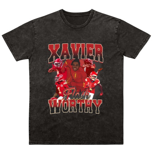 Discover Xavier Worthy Flash Vintage Style Y2K Football Mineral Wash T Shirts Mineral Wash T Shirts