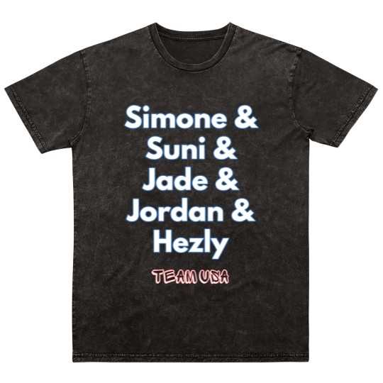 Discover USA Women's Gymnastics Simone Biles, Suni Lee, Jade Carey, Jordan Chiles Mineral Wash T Shirts