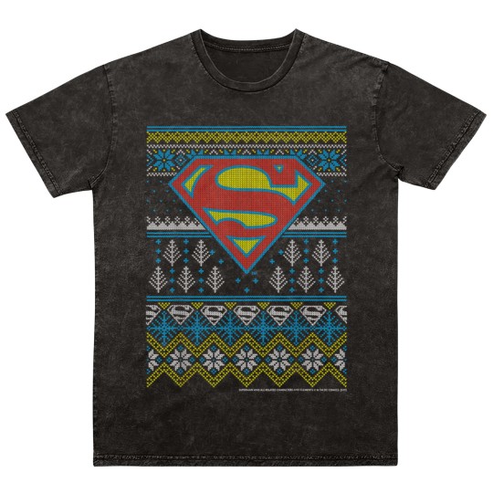 Discover DC Comics Christmas Superman Ugly Sweater Style Mineral Wash T Shirts