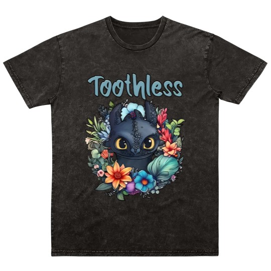 Discover Disneyyy How To Train Your Dragon Toothless Floral Mineral Wash T Shirts, Disneyyy Mineral Wash T Shirts