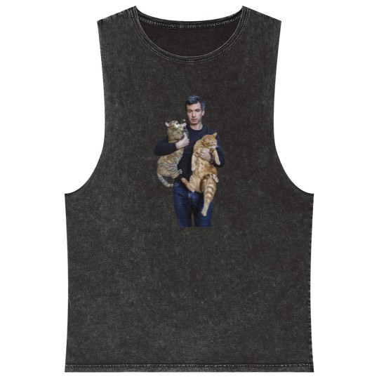 Discover Nathan Fielder and His Cats Classic Mineral Wash Tank Tops