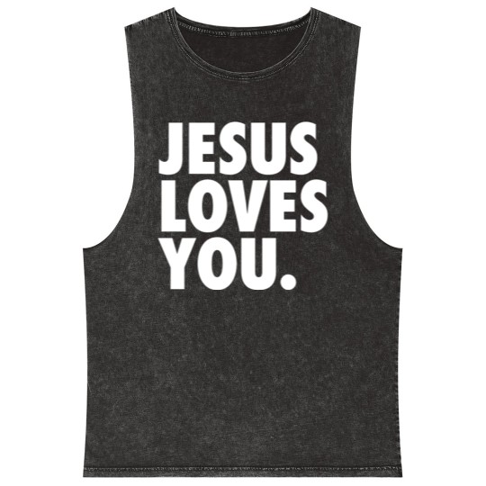 Discover JESUS LOVES YOU Mineral Wash Tank Tops