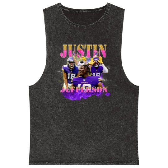 Discover Justin Jefferson Unisex Mineral Wash Tank Tops, Football Mineral Wash Tank Tops